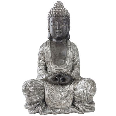 Bouddha h38cm - gris argenté